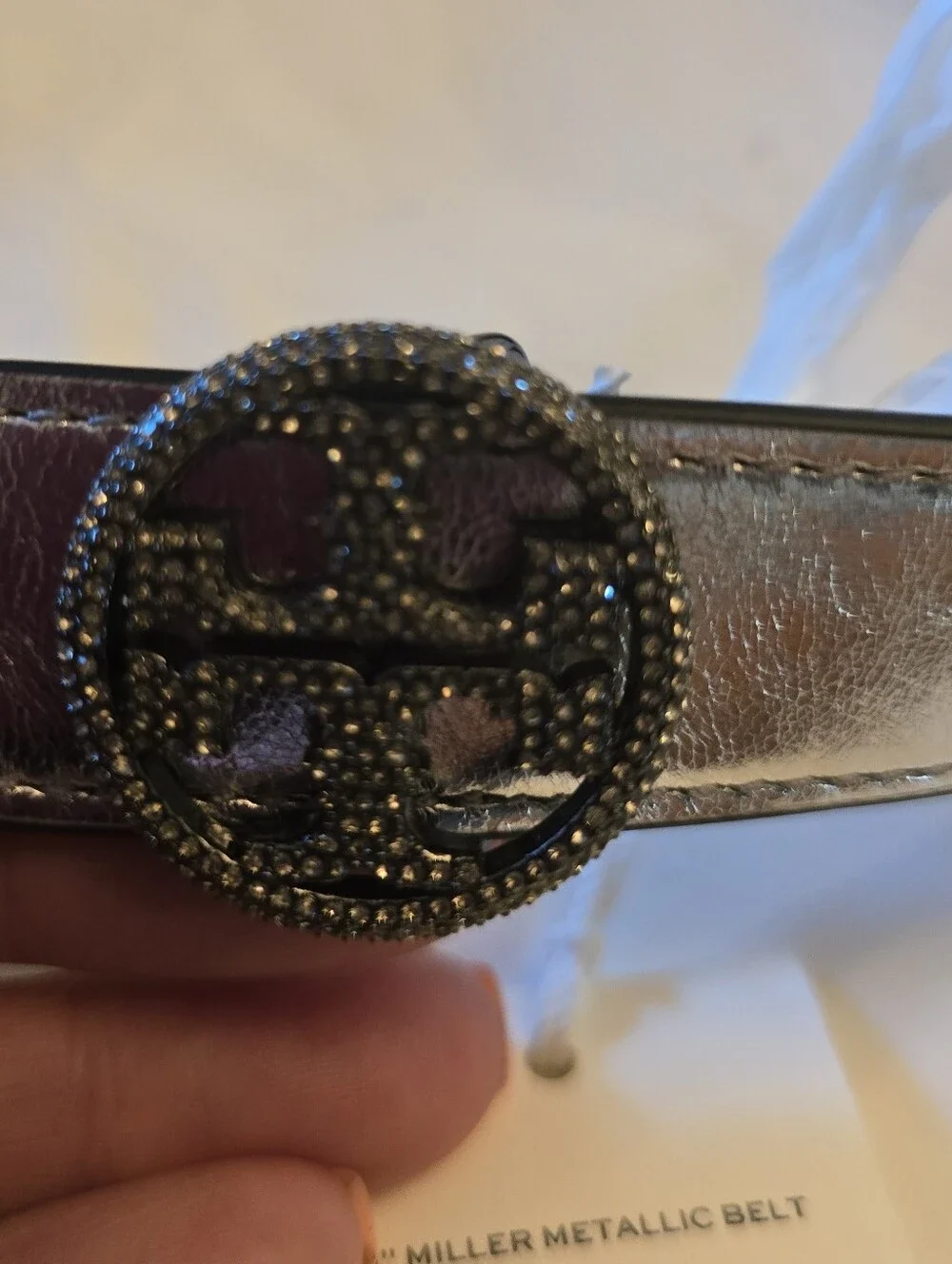 Tory Burch Women's Miller Metallic Leather Belt Size Small NWT Gift